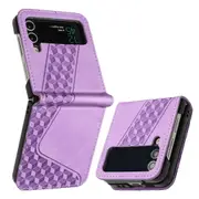 Samsung Galaxy Z Flip 3 Case, PU Leather Flip Cover Magnetic Clasp Design Wallet Card Slots Stand Case - Purple