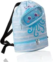 Swimming Bag Children's Swimming Backpack with High Capacity Dry-Wet Separation Children's Beach Bag with Drawstring Backpack with Large Capacity, Storage Bag for Swimming Equipment, lightblue, 39 x