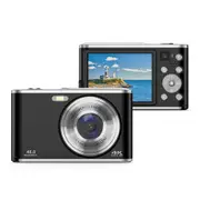 Digital Camera, Auto Focus 4K Vlogging Camera with FHD Dual Lens 48MP 16X Digital Zoom with 32GB Card, Portable Cameras for Teens Beginner, Black