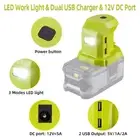 For Ryobi 18V Li-Ion Battery Adapter DIY Dual USB LED-Switch Control 12V DC Port