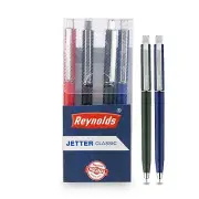 4No. REYNOLDS JETTER CLASSIC, BLUE Ball Pen - Smooth Comfortable Writing-Free S