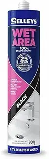 Selleys Wet Area 100237 Waterproof Silicone Sealant, Black, 300 g