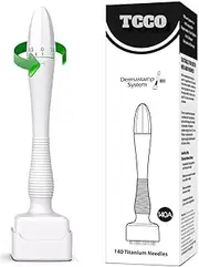 TCCO 140 Titanium Adjustable Microneedling Derma Stamp -Derma Microneedle Stamp for Face & Hair & Beard & Scalp - Derma Roller Alternative Skin Care - Dermastamp For Body Home Use(Hair Beard Growth)