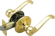 Design House 783043 Scroll 2-Way Latch Privacy Door Handle, Adjustable Backset, Polished Brass Finish