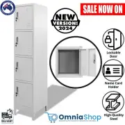Office Cabinet With 4 Doors Steel White Gym School Locker Storage Furniture