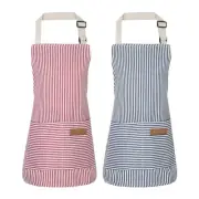 Stripes Kids Apron, Kids Cooking Aprons with Pockets, Cute Kids 2 Blue, Pink