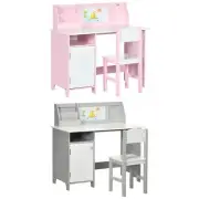 Qaba Toddler Table and Chair Set, Kids Writing Desk Homework Table