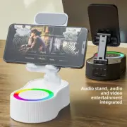 Portable Bluetooth Speaker With Ambient Lights Rotatable Mobile Phone Stand