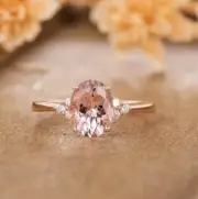 Beautiful Oval Shape Rose Color Ring Size 10