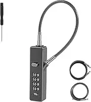 Cable Rope Password Lock Cable Combination Lock Zinc Alloy 4-Digit Cable Rope Password Lock with 3 Wire Rope Weatherproof Luggage Wire Padlock Resettable Bicycle Safety Cable Lock