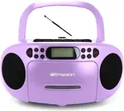 Emerson Portable CD Player AM/FM Stereo Radio Cassette Player/Recorder LILAC