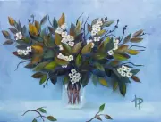 Flowering Branches Painting 100% Original Oil Artwork Floral Wall Art 18 by 24"