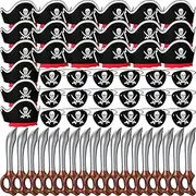 Cindeer Pirate Party Set Includes 18 Hats, 18 Eye Patches, 18 Inflatable Swords for Cosplay, Fancy Dress, Halloween, Stage Props