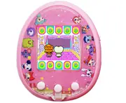 LCD Screen Handheld Game for Kids Portable Video Game Player Built-in 12 Classic Games Pet Development Game Machine-Pink