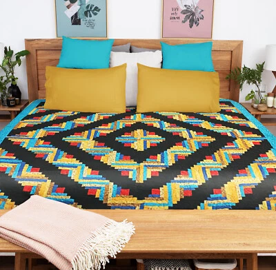 Patchwork Sparkling Diamond Log Cabin FINISHED QUILT