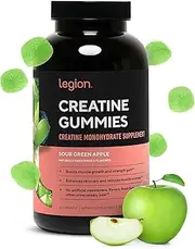 LEGION Creatine Monohydrate Gummies - Clean Creatine Chewables for Muscle Gain, Improving Endurance & Post Workout Recovery - Creatine Supplement for Maximum Absorption (120 Sour Green Apple Gummies)