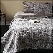 Quilt Set Full/Queen Size A-Side Velvet/B-Side Tencel Soft Lightweight Coverlet Bedspread Set All Season Bedding 3 Piece(Light Gray)
