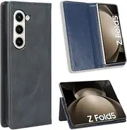 Fashion Solid Color Protection Cover Compatible with Samsung Galaxy Z Fold5 Fold 5 SM-F946B Phone Shell Magnetic Flip Cover Type Phone Case (Blue,Samsung Z Fold5)
