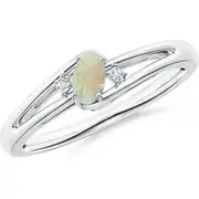 Opal and Diamond Split Shank Ring