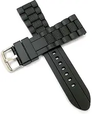 [g24] 23mm Silicone Rubbber Black Watch Band Strap for Men and Women | Comfortable and Durable Material | Silver Buckle-A1