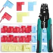 aikoolwer 80Pcs Right Angle Spade Connector 22-18 16-14 12-10AWG Crimper Crimping Tool Nylon Quick Disconnect Flag Terminal 90 Degree Spade Assortment Kit