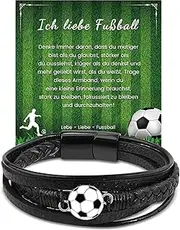 YELUWA Fussball Geschenke Jungen, Fußball Geschenke, Fussball Armband Geschenke für Sohn Teenager Enkel Neffe Bruder Abschluss 5 6 7 8 9 10 11 12 Jahre Geburtstag für Jungen Naturstein Fußball Armband