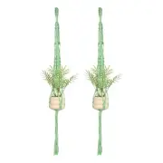 2-Pack Macrame Plant Hanger 43" Holder with 1 Net and Top Knot for Plants Green