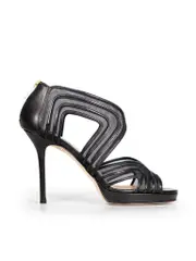 Black Leather & Mesh Heels