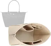 Lckaey Purse Organizer Insert for Longchamp Le Pliage Neo(Large) Handbags Insert Organizer1012beige-M 26 * 20 * 13cm/10.23 * 7.87 * 5.12in