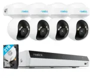 Reolink 4K Security Camera System with PT Auto-Tracking, 355°Pan 50°Tilt