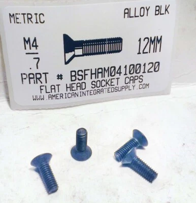 M4-.70X12MM FLAT HEAD SOCKET CAP SCREWS GRADE 10.9 STEEL BLACK (25)