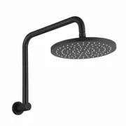 Decaura WElS Black Gooseneck Brass Shower Wall Arm 9" Round Rain Shower Head Set DIY