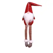 2 Pcs Cute Sitting Faceless Long-legged Elf Doll Christmas Decoration(Red)