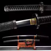 Flowing Curved Japanese Tachi Katana Black Sword Cavalry Horse Battle Ready 1060