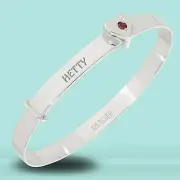 Personalized Children's Bangle Birthstone 925 Silver Baby Shower Gift 0-3 yrs
