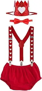 [IMEKIS] Baby Boys Cake Smash Outfit First 1st Birthday ONE Bloomers + Suspenders + Bowtie + Headband Photo Props Costume