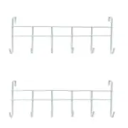 Over The Door Hanger Coat Towel 18" 6 Hook Clothes Metal six Hooks Rack white