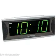 Super Loud 2 Inch Green LED Alarm Clock, Low Vision, Blind Users