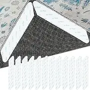 12 Pack Rug Tape,Reusable Dual Sided Rug Stopper for Hardwood Floors and Tiles,Washable Non Slip Carpet Tape Grip Carpet Corner, Keep Area Rug Flat,No Sliding and Curling ﻿