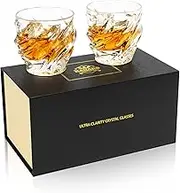 KANARS Old Fashioned Whiskey Glasses - Set of 2 Bourbon Glass 10 oz with Luxury Box - Ultra Clear Crystal Rocks Barware for Scotch, Irish Whisky, Rum and Cocktail