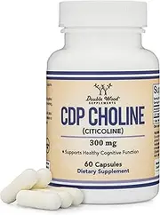 Double Wood Supplements CDP Choline (Citicoline) Supplement, Pharmaceutical Grade, (60 Capsules 300mg)