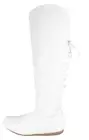 Top Moda Women Knee High Boots Back Lace Flat Heel Zipper Round Toe BANK37 White