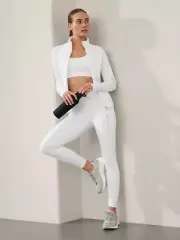 ATHLETA Rainier Tight Leggings Plush SuperSonic | White Small Tall #487745 NEW