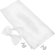 [ROMISBABA] Men's Bow Tie Set Silk Bow Ties Cufflinks Groom Accessory for Formal Occasions