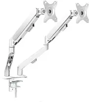 Monitor Arm Gas Dual Monitor Mount for Most 17-30 Inch Srceens, Each Arm Holds Max 19.8lbs, Height-Adjustable Gas Spring Dual Monitor Stand with VESA 75mm or 100mm Monitor Desk Mount(White)