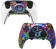 PlayVital 2 Set Skin Decals Sticker for ps5 Edge Wireless Controller, Custom Vinyl Decal Skins Wrap Cover for ps5 Edge Controller - Psychedelic Leaf