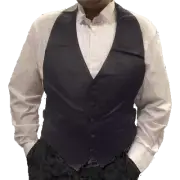 One Dozen (12) Mens Black Backless Cloth Tuxedo Vests (LG 36-46)