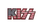 KISS Patch American Flag Band Logo new Official Red Woven Iron On 40 x 95mm