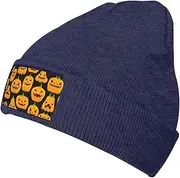 Halloween Pumpkin Patterns Womens Mens Winter Knitted Beanie Hat,Thick, Soft & Warm Chunky Beanie Hats,for Cold Weather