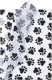 WRAPAHOLIC Paw Print Tissue Paper - 60 Sheets 14 x 20 Inch Dog Cat Tissue Paper Bulk for Birthday Baby Showers Wedding Art Craft Dog Party Favor Decoration